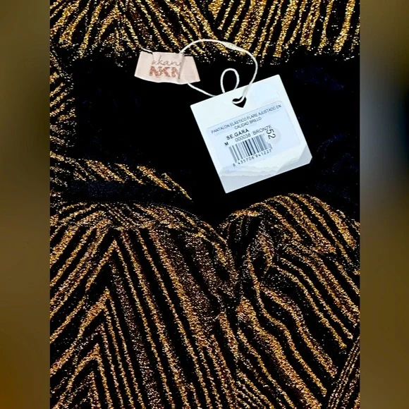 Nekane NKN Stylish High Rise Black & Gold Flared Pants. S/M. 
13.5" W 12"R 29" I - Picture 3 of 4